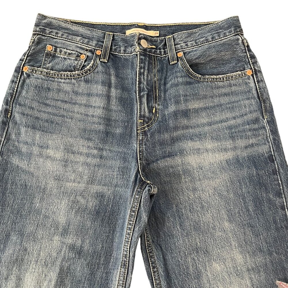 New Levi's 501 Women's Distressed Low Pro Straight Leg Blue Denim Pants, Size 29 - Picture 3 of 11